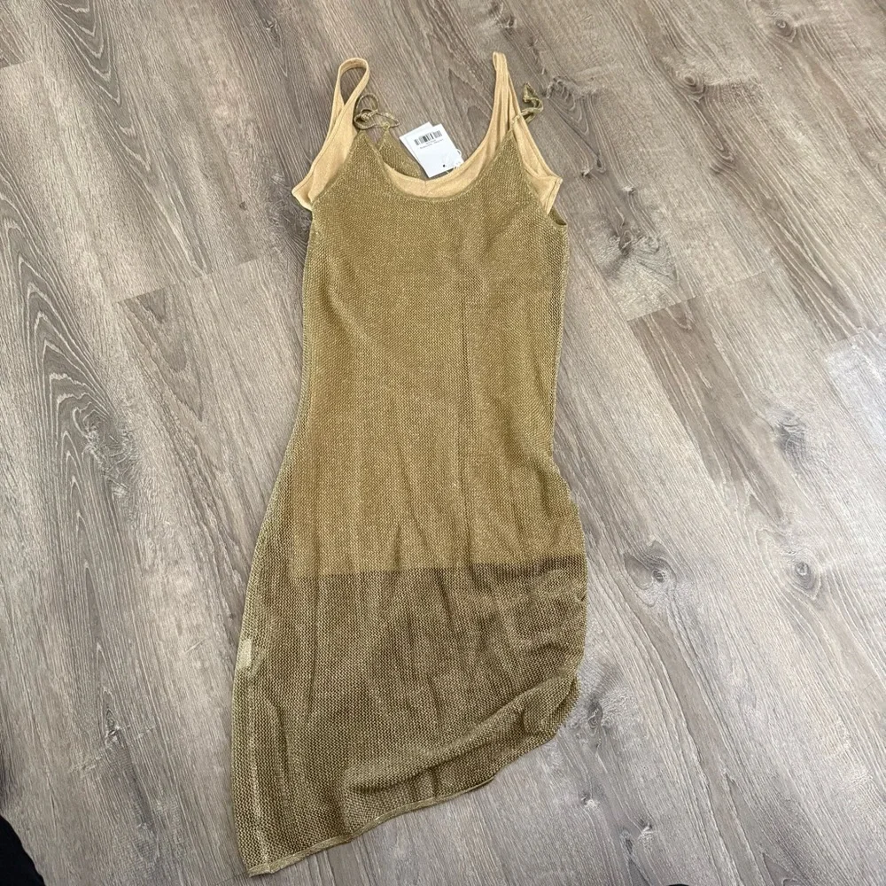 Asta resort Lily gold metallic mesh slip dress - Picture 5 of 8